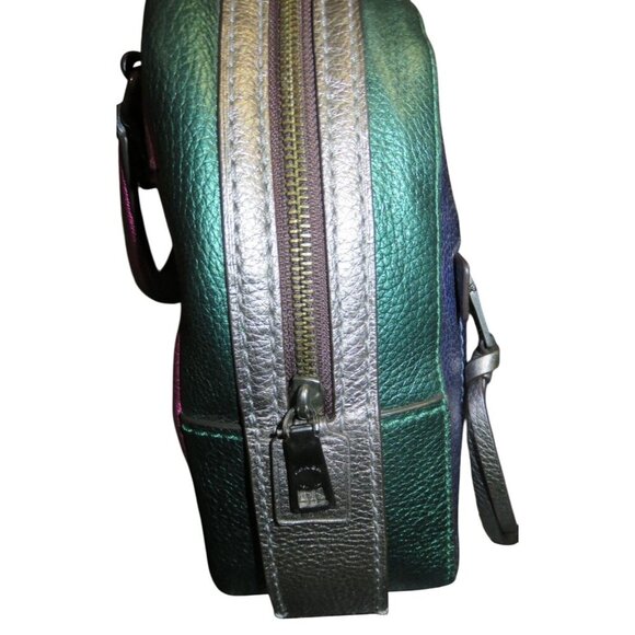 COACH 2018 Andi Metallic Hologram Quad Colorblock Pebbled Leather Backpack 49122 main image 4